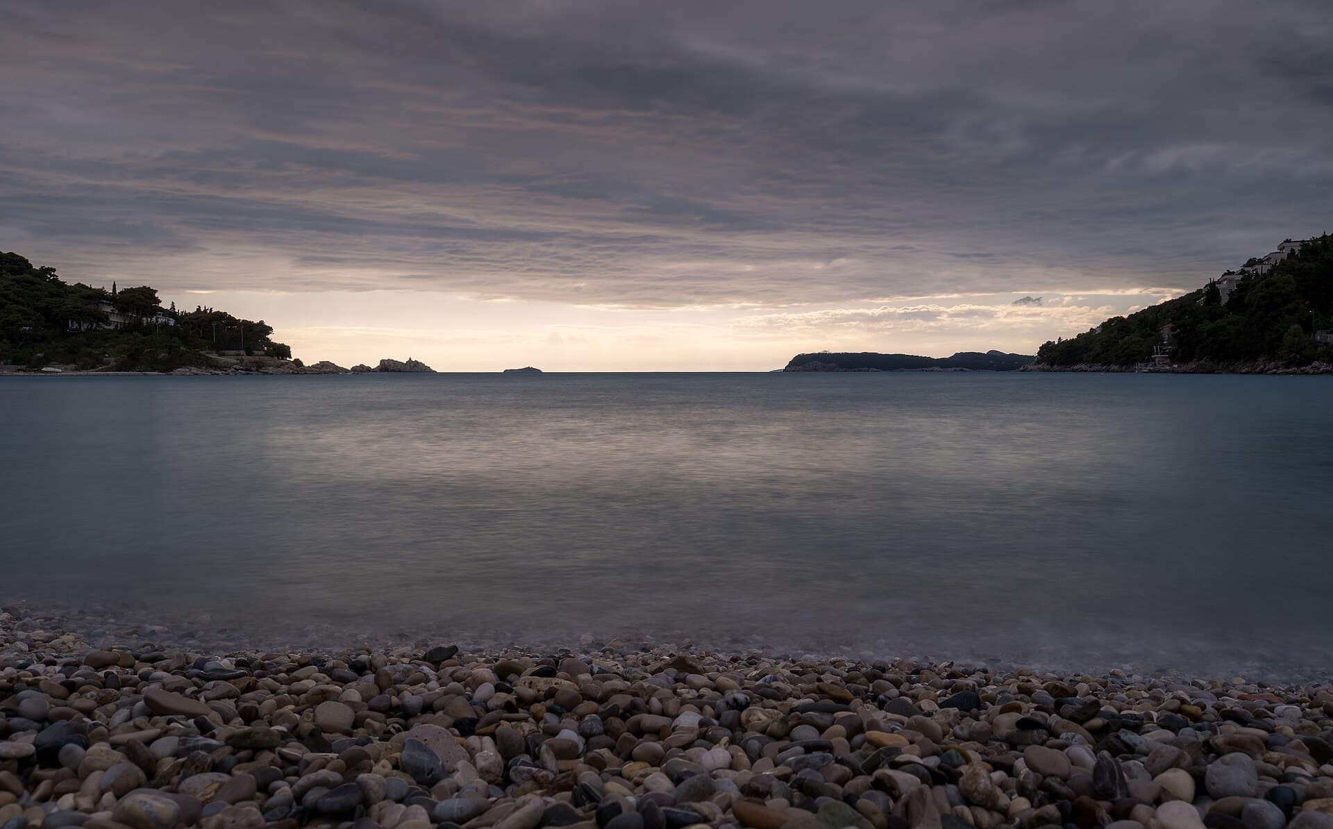 Lapad Beach at sunset, Dubrovnik, Croatia, (PPL2-Enhanced) julesvernex2