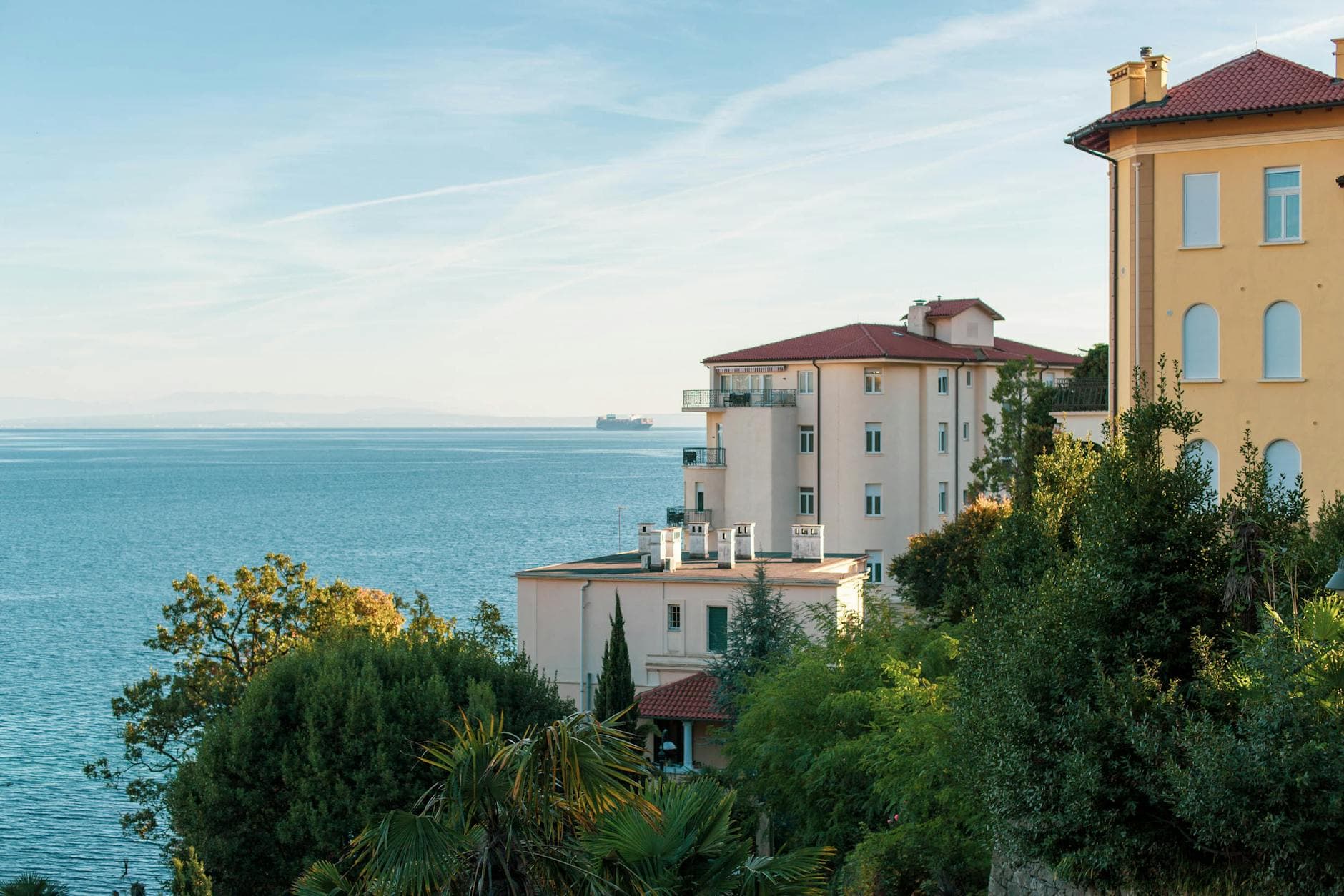 Charming coastal view with Mediterranean architecture by the Adriatic Sea in Croatia.