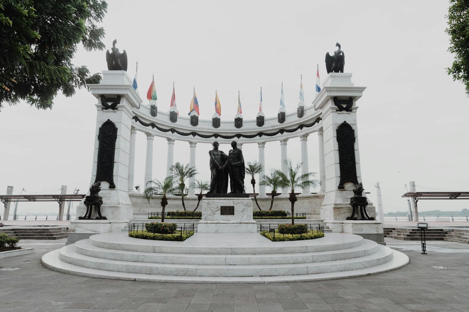 View of Hemicycle De La Rotonda monument in Guayaquil, Ecuador, captured in daylight.