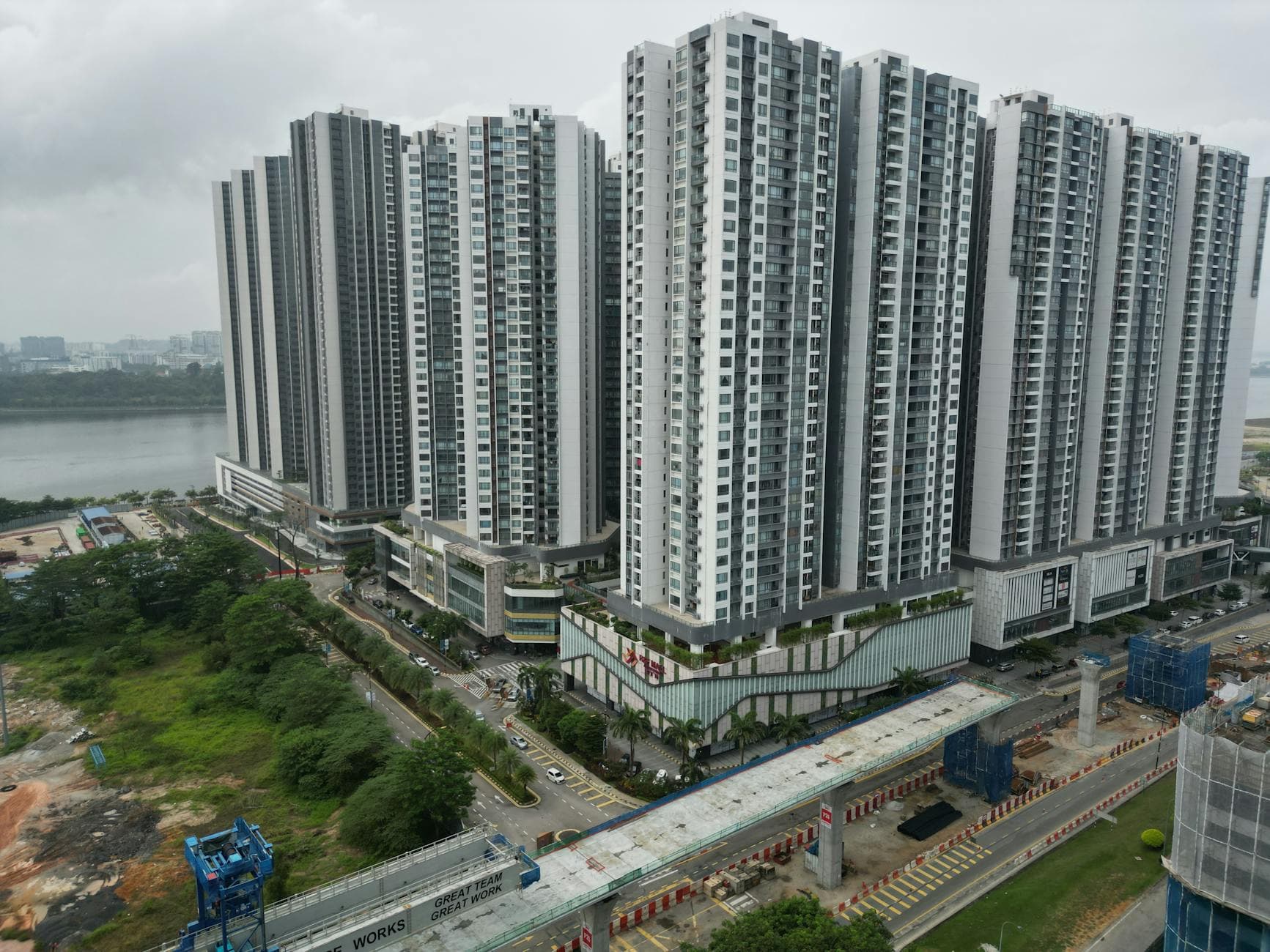 Aerial view of modern skyscrapers in Johor Bahru, Malaysia, showcasing urban development.