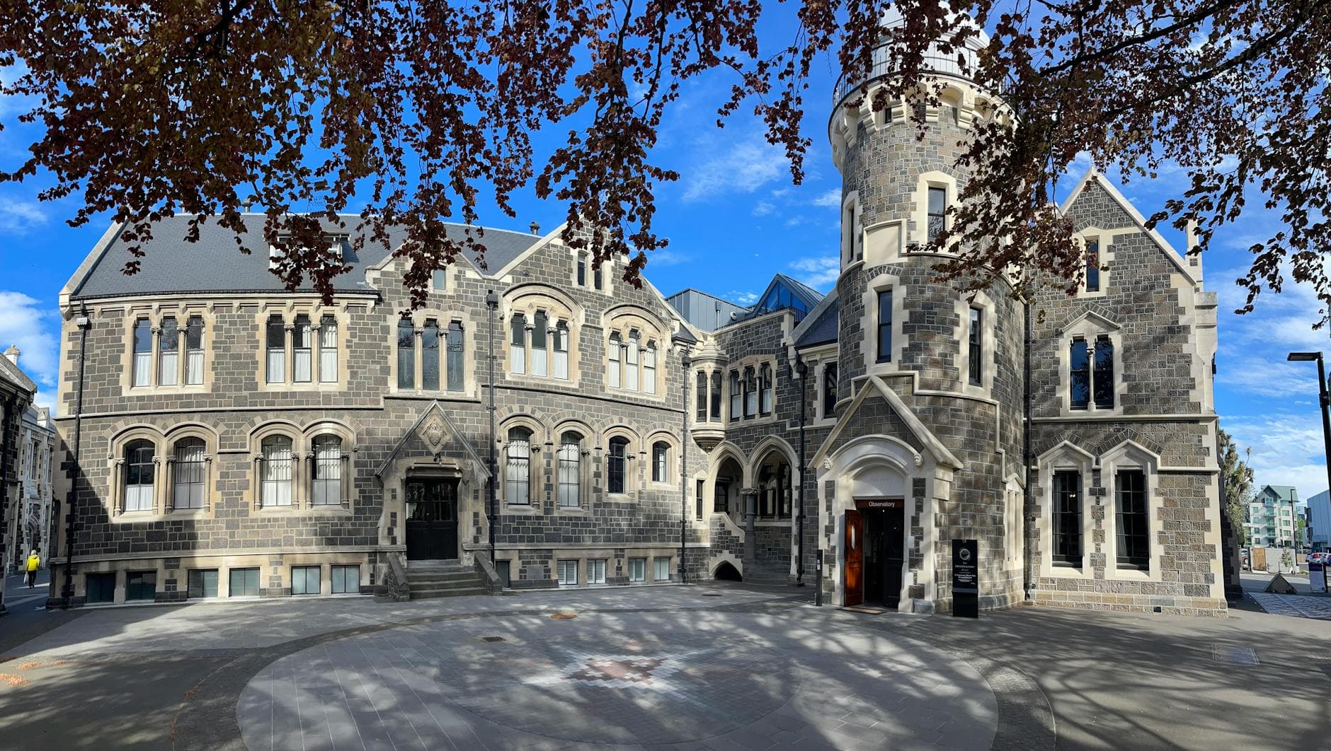 Stunning architectural view of the Christchurch Arts Centre, a historic landmark in New Zealand.