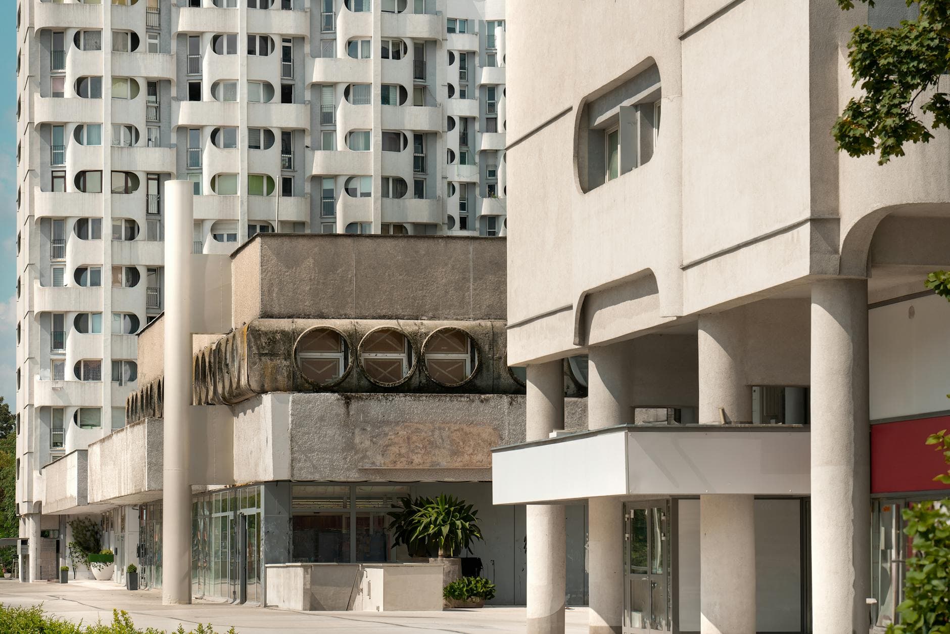 Explore the futuristic design of a residential building in Wrocław's urban landscape.