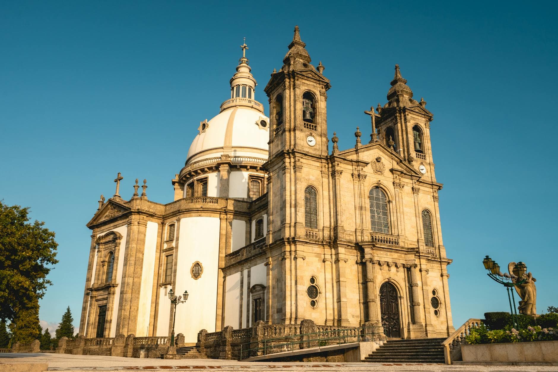 Stunning view of the Sanctuary of Our Lady of Sameiro in Braga, showcasing baroque architecture.