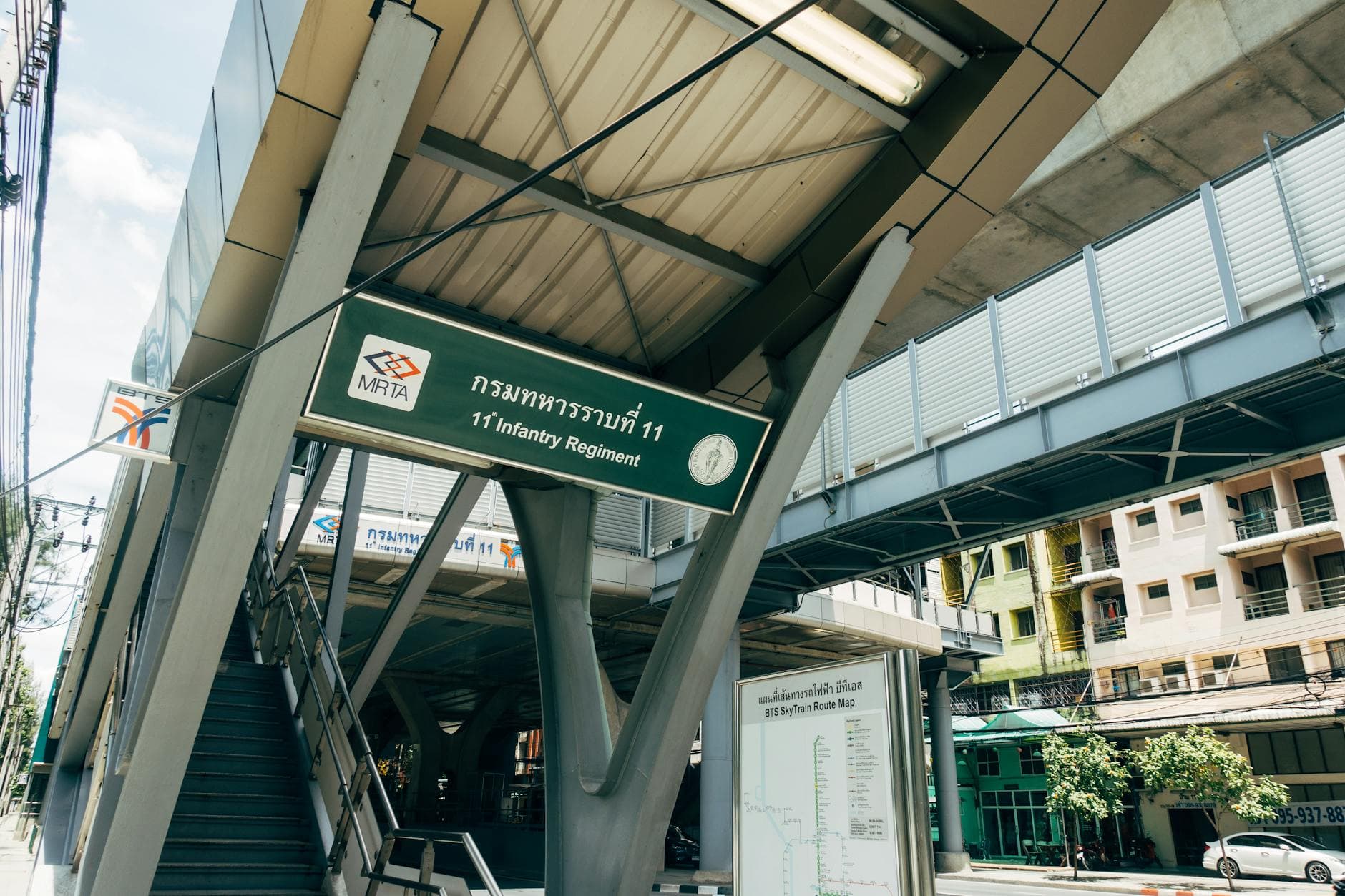View of the 11 Infantry Regiment station in Bangkok, part of the MRTA system.