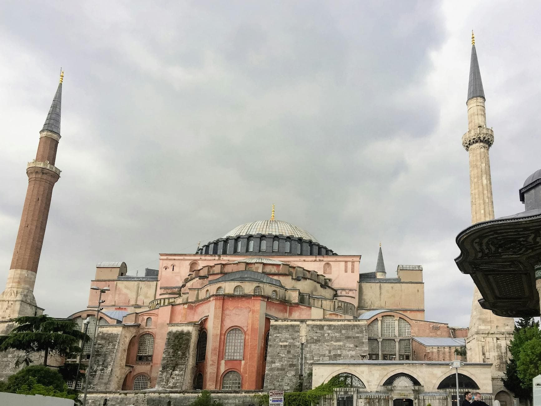 A majestic view of the Hagia Sophia's architecture, showcasing its domes and minarets.