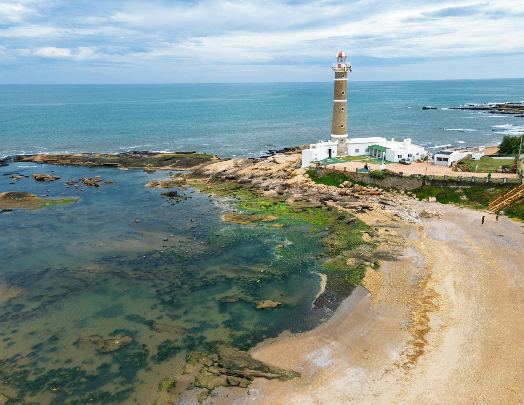 A stunning aerial view of Faro de José Ignacio and surrounding coastline in Uruguay.