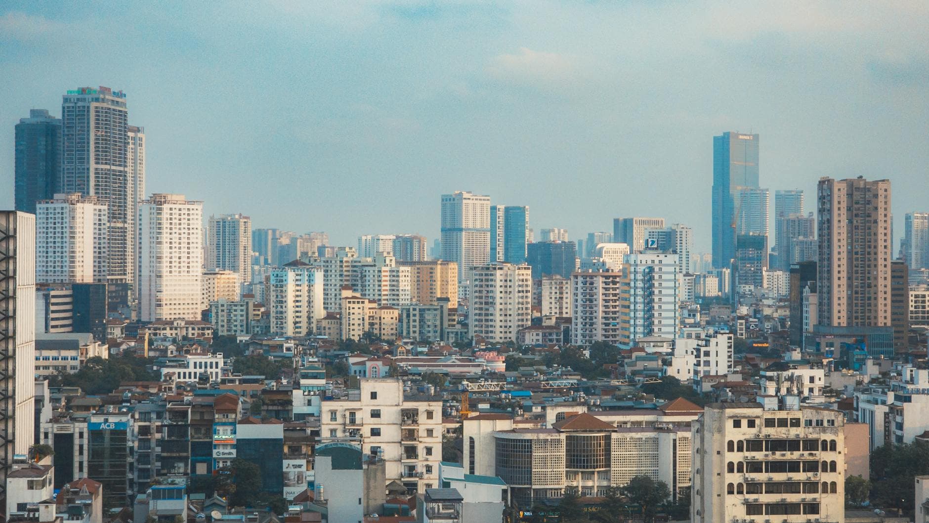 View of Hanoi city skyline showcasing modern skyscrapers and urban landscape.